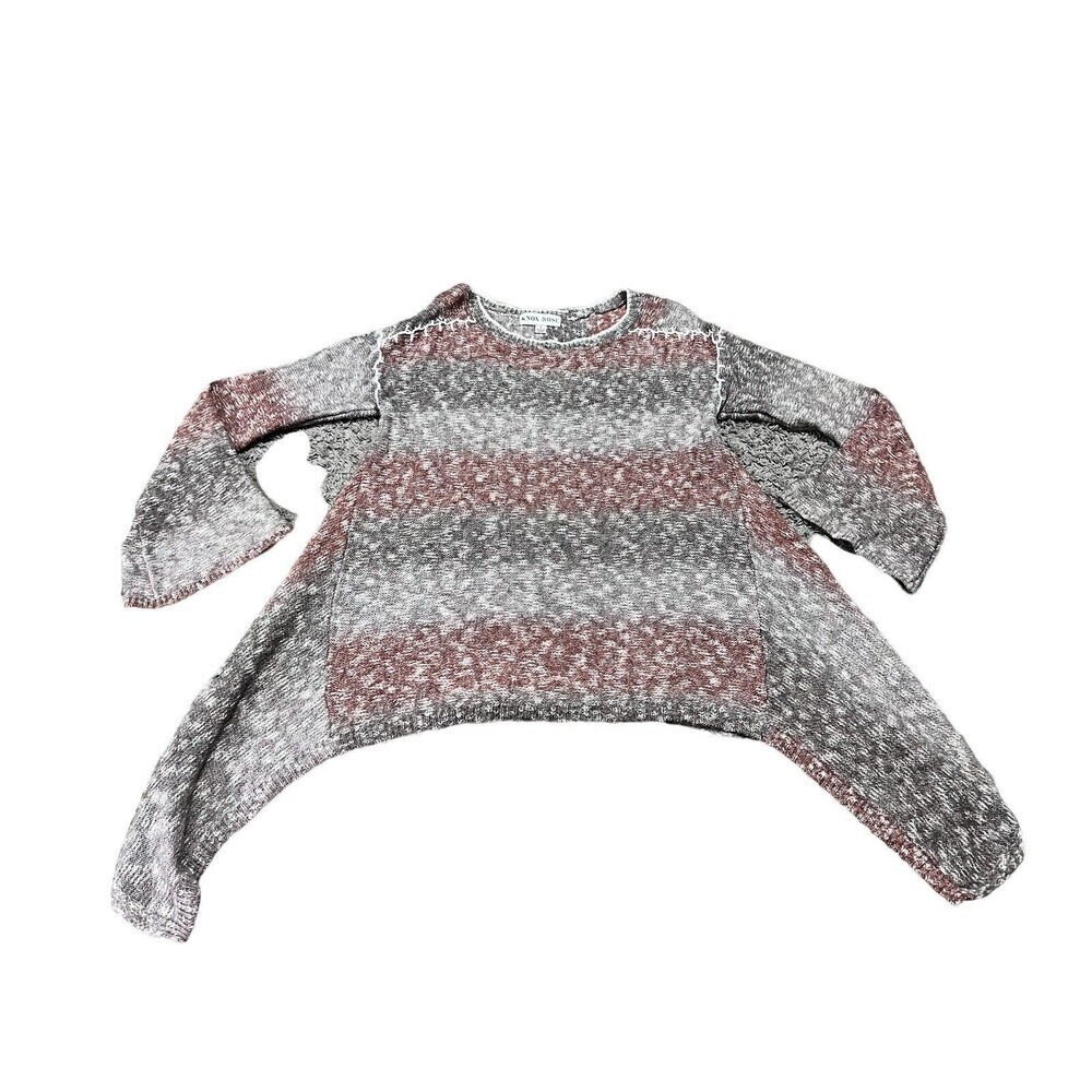 Knox Rose Women Sweater Size Small Striped Shark Bite Pullover Bell Sleeve Boho